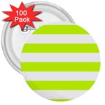 Horizontal Stripes - White and Fluorescent Yellow 3  Button (100 pack)