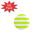 Horizontal Stripes - White and Fluorescent Yellow 1  Mini Magnet (100 pack)