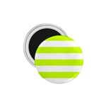 Horizontal Stripes - White and Fluorescent Yellow 1.75  Magnet