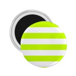 Horizontal Stripes - White and Fluorescent Yellow 2.25  Magnet