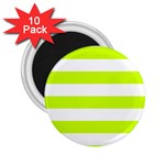 Horizontal Stripes - White and Fluorescent Yellow 2.25  Magnet (10 pack)