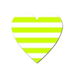 Horizontal Stripes - White and Fluorescent Yellow Magnet (Heart)