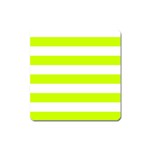 Horizontal Stripes - White and Fluorescent Yellow Magnet (Square)