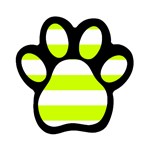 Horizontal Stripes - White and Fluorescent Yellow Magnet (Paw Print)