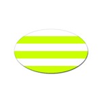 Horizontal Stripes - White and Fluorescent Yellow Sticker Oval (10 pack)