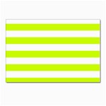 Horizontal Stripes - White and Fluorescent Yellow Postcard 4  x 6 