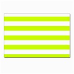 Horizontal Stripes - White and Fluorescent Yellow Postcard 5  x 7 