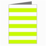 Horizontal Stripes - White and Fluorescent Yellow Greeting Card