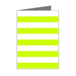 Horizontal Stripes - White and Fluorescent Yellow Mini Greeting Card