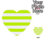 Horizontal Stripes - White and Fluorescent Yellow Multi-purpose Cards (Heart)