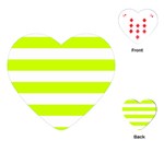 Horizontal Stripes - White and Fluorescent Yellow Playing Cards (Heart)