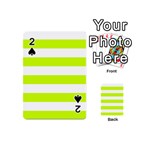 Horizontal Stripes - White and Fluorescent Yellow Playing Cards 54 (Mini)