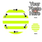 Horizontal Stripes - White and Fluorescent Yellow Playing Cards 54 (Round)