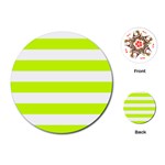 Horizontal Stripes - White and Fluorescent Yellow Playing Cards (Round)