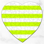Horizontal Stripes - White and Fluorescent Yellow Jigsaw Puzzle (Heart)