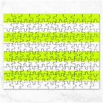 Horizontal Stripes - White and Fluorescent Yellow Jigsaw Puzzle (Rectangular)