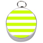 Horizontal Stripes - White and Fluorescent Yellow Silver Compass
