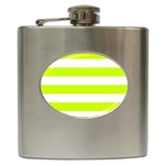 Horizontal Stripes - White and Fluorescent Yellow Hip Flask (6 oz)