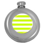 Horizontal Stripes - White and Fluorescent Yellow Hip Flask (5 oz)