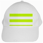 Horizontal Stripes - White and Fluorescent Yellow White Cap