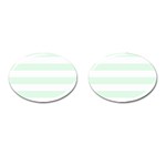 Horizontal Stripes - White and Pale Green Cufflinks (Oval)