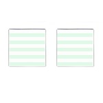 Horizontal Stripes - White and Pale Green Cufflinks (Square)