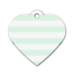 Horizontal Stripes - White and Pale Green Dog Tag Heart (Two Sides)