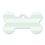 Horizontal Stripes - White and Pale Green Dog Tag Bone (Two Sides)