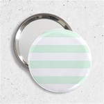 Horizontal Stripes - White and Pale Green 2.25  Handbag Mirror