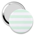 Horizontal Stripes - White and Pale Green 3  Handbag Mirror