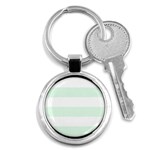 Horizontal Stripes - White and Pale Green Key Chain (Round)