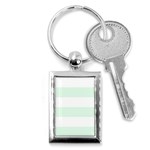 Horizontal Stripes - White and Pale Green Key Chain (Rectangle)