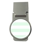 Horizontal Stripes - White and Pale Green Money Clip (Round)