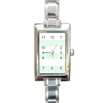 Horizontal Stripes - White and Pale Green Rectangle Italian Charm Watch