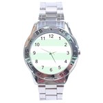 Horizontal Stripes - White and Pale Green Stainless Steel Analogue Watch