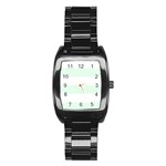 Horizontal Stripes - White and Pale Green Stainless Steel Barrel Watch