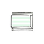 Horizontal Stripes - White and Pale Green Italian Charm (9mm)