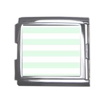 Horizontal Stripes - White and Pale Green Mega Link Italian Charm (18mm)