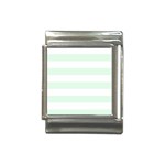 Horizontal Stripes - White and Pale Green Italian Charm (13mm)