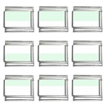 Horizontal Stripes - White and Pale Green 9mm Italian Charm (9 pack)