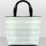 Horizontal Stripes - White and Pale Green Bucket Bag