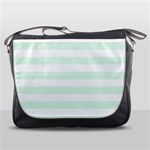 Horizontal Stripes - White and Pale Green Messenger Bag