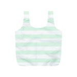 Horizontal Stripes - White and Pale Green Full Print Recycle Bag (S)