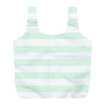 Horizontal Stripes - White and Pale Green Full Print Recycle Bag (L)
