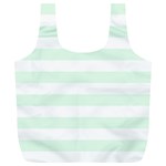 Horizontal Stripes - White and Pale Green Full Print Recycle Bag (XL)