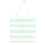 Horizontal Stripes - White and Pale Green Grocery Light Tote Bag