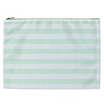 Horizontal Stripes - White and Pale Green Cosmetic Bag (XXL)