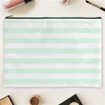 Horizontal Stripes - White and Pale Green Cosmetic Bag (XXXL)