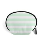 Horizontal Stripes - White and Pale Green Accessory Pouch (Small)