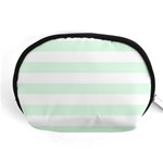 Horizontal Stripes - White and Pale Green Accessory Pouch (Medium)